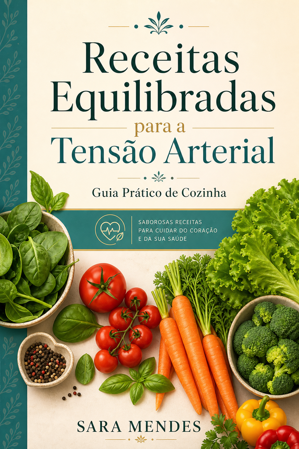Capa do livro Receitas Equilibradas para a Tensão Arterial, de Sara Mendes